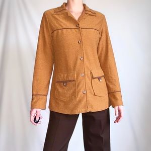 Vintage 70s Brown Button Up Tunic Shirt